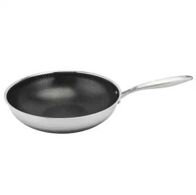 Frigideira tripla de aço inoxidável, melhor qualidade, wok com favo de mel, antiaderente, frigideira de indução, inox, panela frita