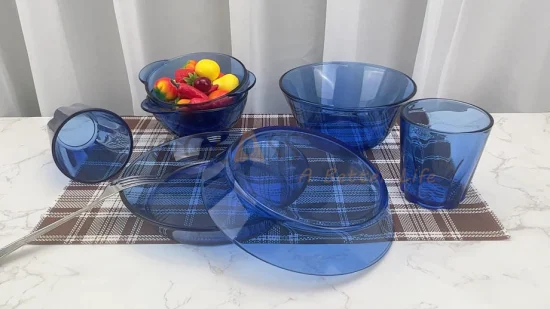 Bakeware de vidro com alto teor de borosilicato azul cobalto, assadeira resistente ao calor, placas de vidro, panelas de vidro