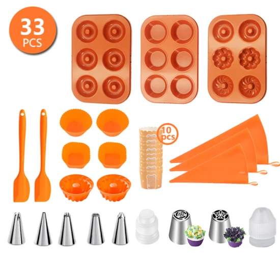 6 pçs conjunto de utensílios de cozimento de silicone ferramentas de bolo folha de biscoito moldes de bolo de silicone conjunto de assadeira para muffin pão pizza